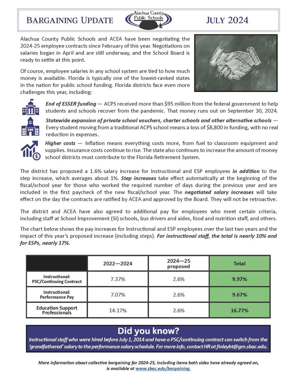 Bargaining Update July 2024